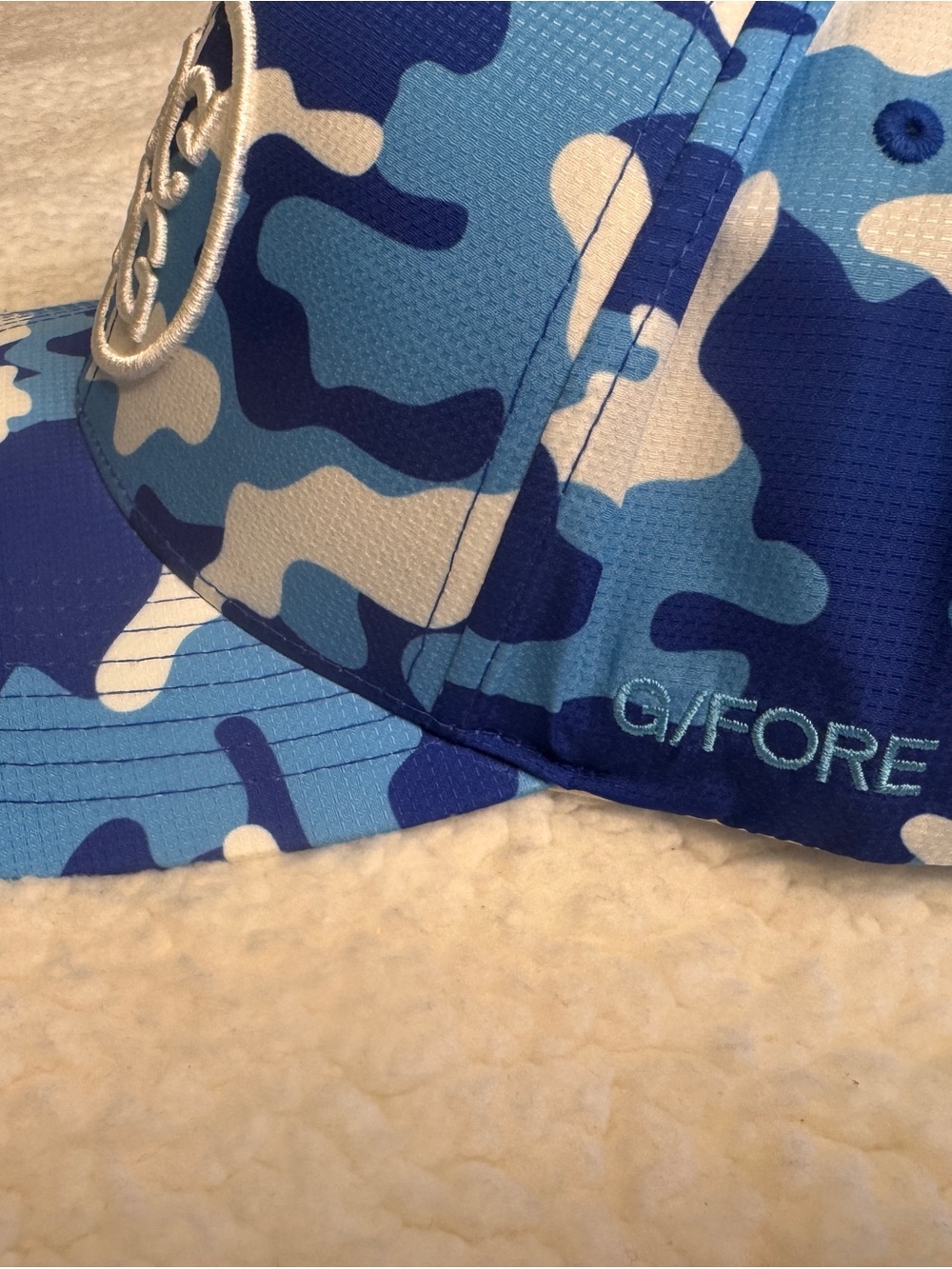 Blue Camo Snapback Cap with Embroidered Logo - Picture 3 of 6